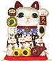 White Color Maneki Neko Super Lucky Cat Family, 5-1/2
