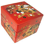 Red Lacquer Stack w Fans, 7-3/4