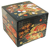 Black Lacquer Stack Box w/ Fans, 7-3/4