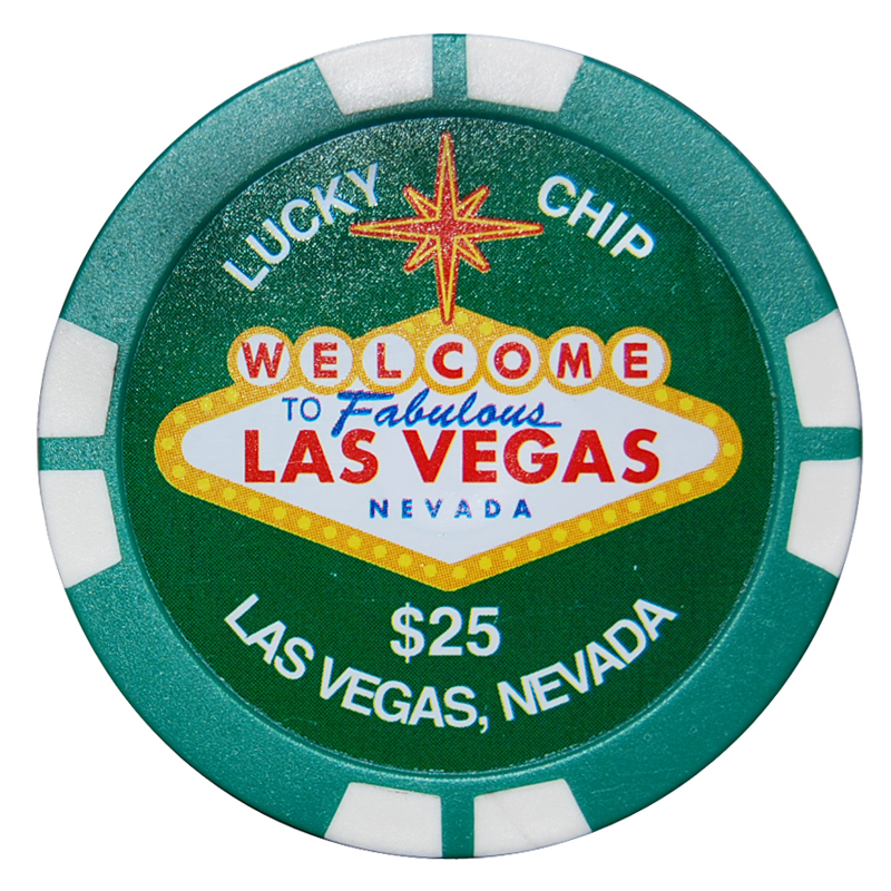 Las Vegas $25 Lucky Poker Chip Magnet, Green