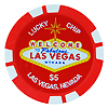 Las Vegas $5 Lucky Poker Chip Magnet, Red