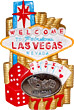 Las Vegas Casino Fridge Magnet with Pewter Emblem