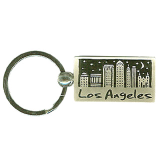 Los Angeles City Skyline Souvenir Keychain - Nickel Plated