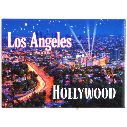 Los Angeles City Lights & Hollywood Postcard Magnet