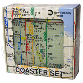 NYC Subway Map Coasters - Set of 4