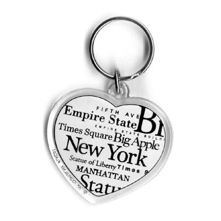 New York City B/W Heart Letter Keychain
