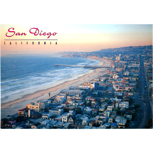 San Diego Beach View Postcard, 6.5L x 4.5W