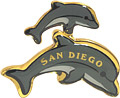 Souvenir San Diego fridge magnet with loving mother and child dolphins