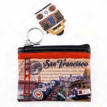 San Francisco - Postal Style Collage Small Zip Purse