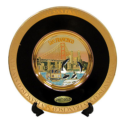 24K Gold Chokin Plate in Black - San Francisco