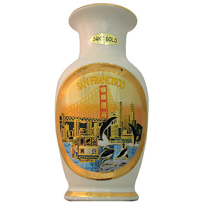 24K Gold Chokin Vase in White - San Francisco