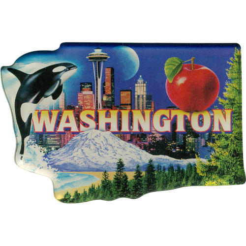 Washington Scenes State Map - Large Acrylic Magnet