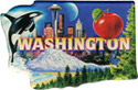 Washington Scenes State Map - Large Acrylic Magnet