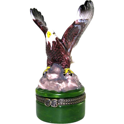 American Bald Eagle Figurine Trinket Box - 3.5H