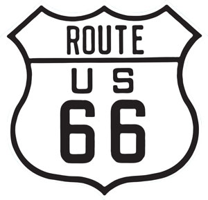 US Route 66 Die Cut Embossed Tin Sign, Ex-Large 16x16