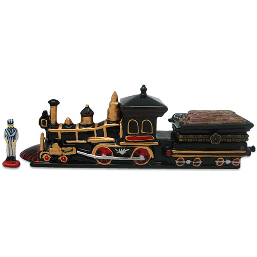 Old-Time American Train for Wood Logs Trinket Box