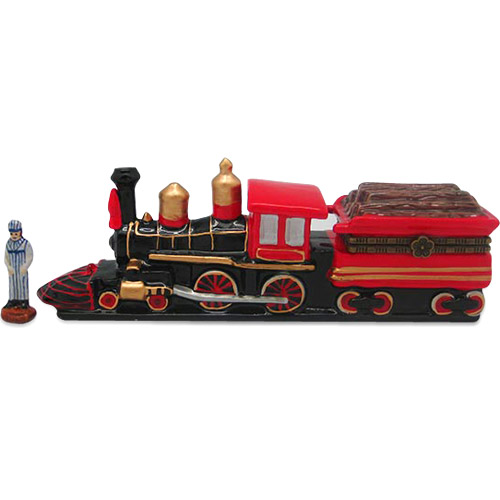 Old-Time American Train Figurine for Wooden Logs