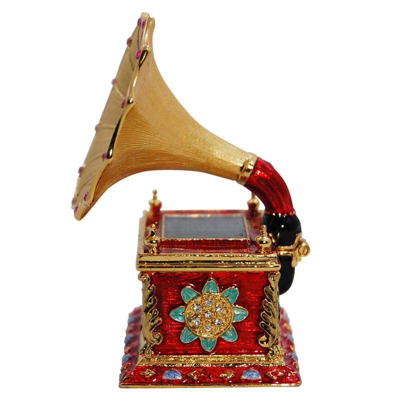 Phonograph Enamel Jeweled Trinket Box, photo-1