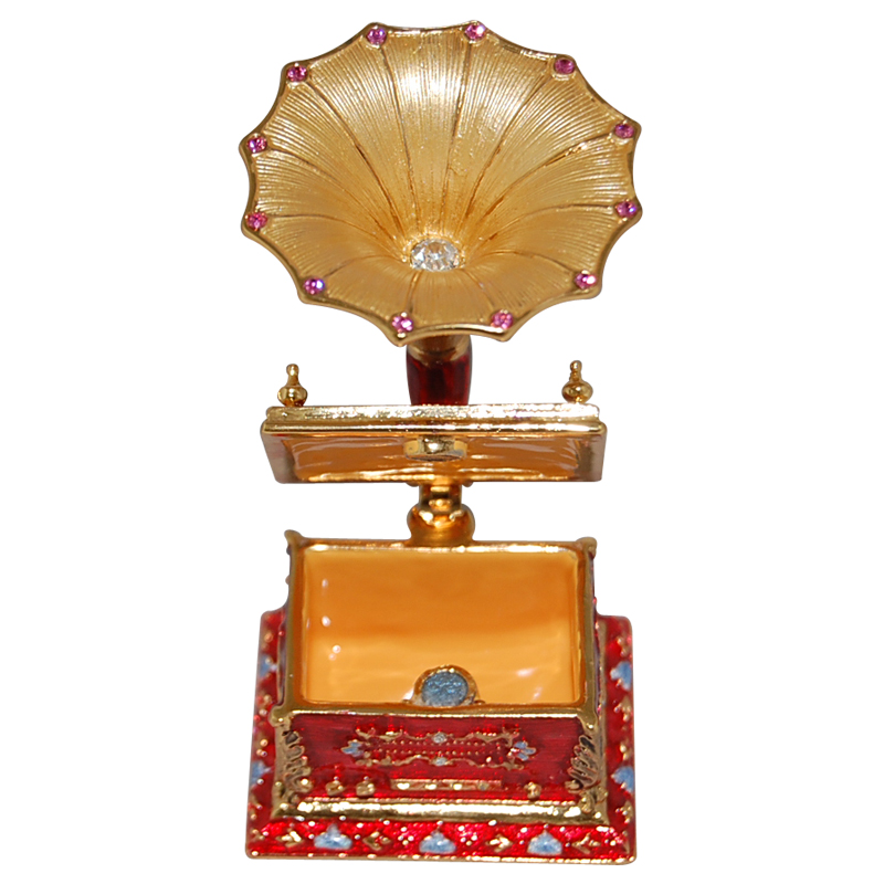 Phonograph Enamel Jeweled Trinket Box, photo-2
