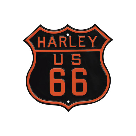 Harley-Davidson Route 66 Die Cut Embossed Tin Sign, Ex-Large 16x16