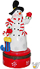 Snowman With Stocking on Red Base - Trinket Box