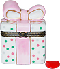 Polka Dot Pink Bow Present Trinket Box