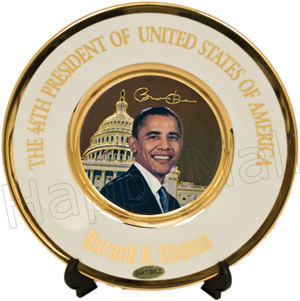 Barack H. Obama Presidential Souvenir - 6 Ivory Chokin Plate