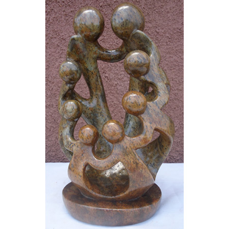 African Sculpture - Stone Family 8 heads, 12
