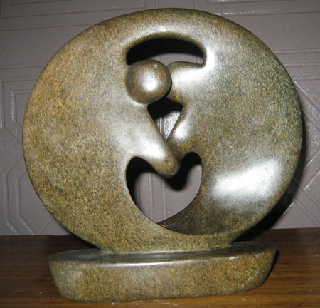 African Sculpture - Dancing Couple, 9H Shona Stone