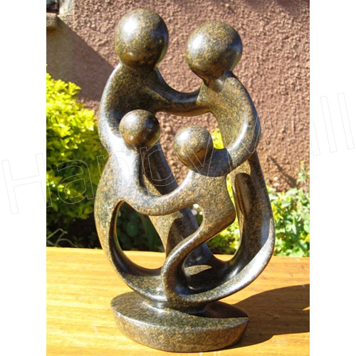 African Sculpture - Family of Four, 10H Shona Stone