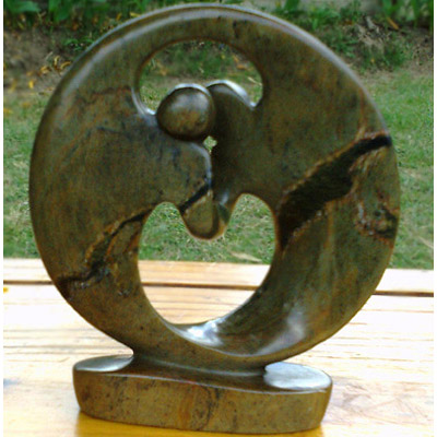 African Sculpture - Dancing Couple, 8H Shona Stone