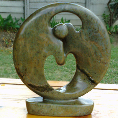 African Sculpture - Dancing Couple, 8H Shona Stone, photo-1