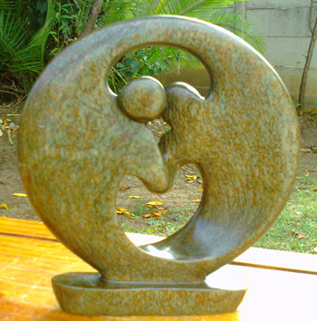 African Sculpture - Dancing Couple, 8H Shona Stone