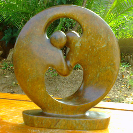 African Sculpture - Dancing Couple, 8H Shona Stone