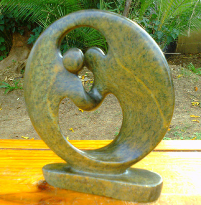 African Sculpture - Dancing Couple, 8H Shona Stone