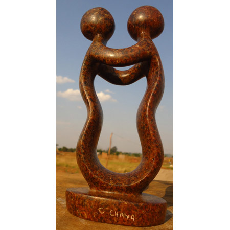 African Sculpture - Soulmate, 8H Shona Stone