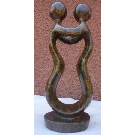 African Sculpture - Soulmate, 10H Shona Stone