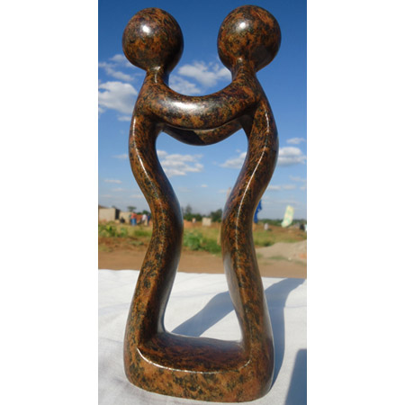 African Sculpture - Soulmate, 8H Shona Stone