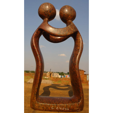 African Sculpture - Soulmate, 7H Shona Stone