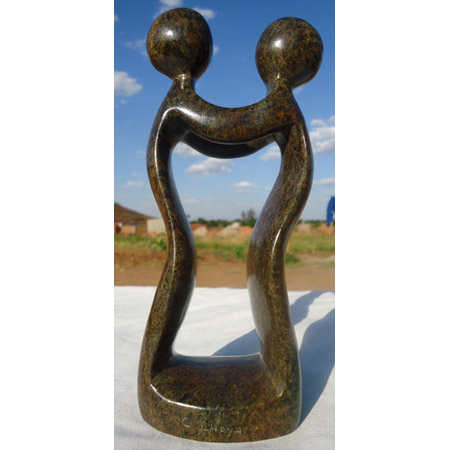 African Sculpture - Soulmate, 8H Shona Stone