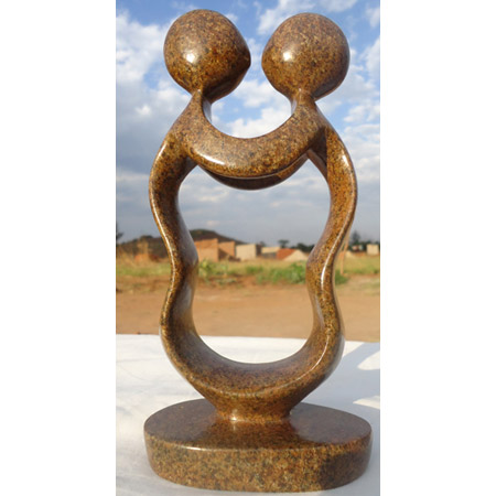 African Sculpture - Soulmate, 8H Shona Stone