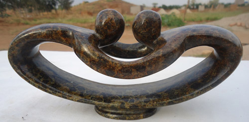 African Sculpture - Mutually Respectful, 8L Shona Stone