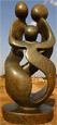 African Sculpture - Stone Family 3 heads, 12H Shona Stone