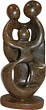 African Sculpture - Stone Family 3 heads, 11H Shona Stone