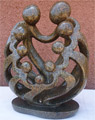 African Sculpture - Stone Family 9 heads, 13H Shona Stone