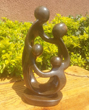 Family of 4 Heads, Stone Sculpture 9H