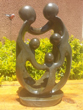 Family of 5 Heads, Stone Sculpture 14H