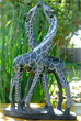 African Sculpture - Kissing Giraffes, 12H Shona Stone