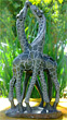 African Sculpture - Kissing Giraffes, 12H Shona Stone