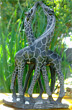 African Sculpture - Kissing Giraffes, 12H Shona Stone